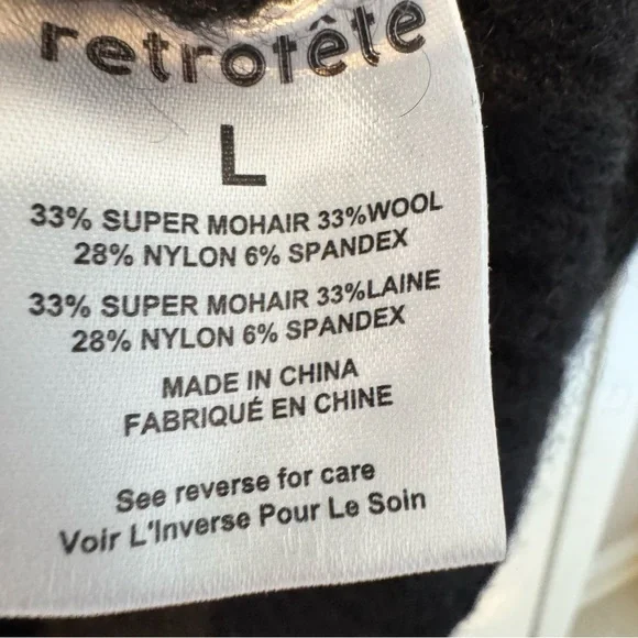 Retrofete Astra Mock Neck Sweater Mohair Wool Crystal Embellished Black | Size L - Picture 6 of 8